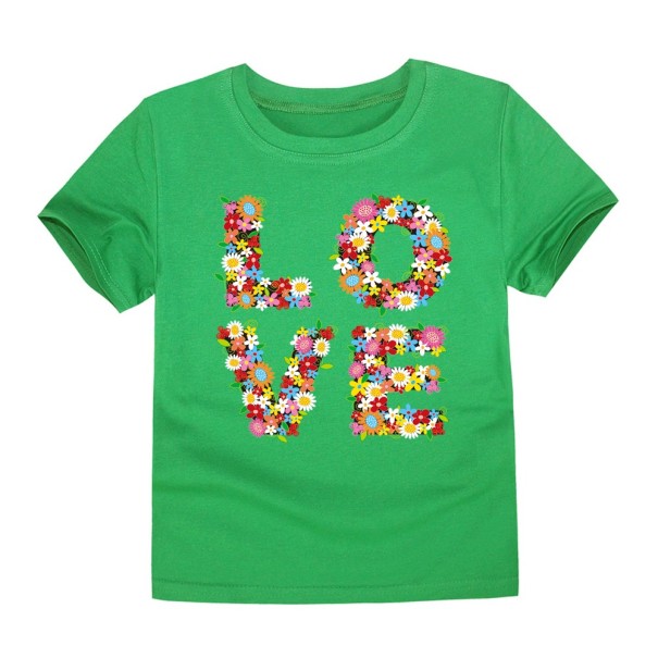 Piger T-shirt LOVE J3289 mørkegrøn 12