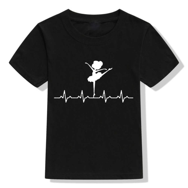 Piger T-shirt med ballerina sort 6 C