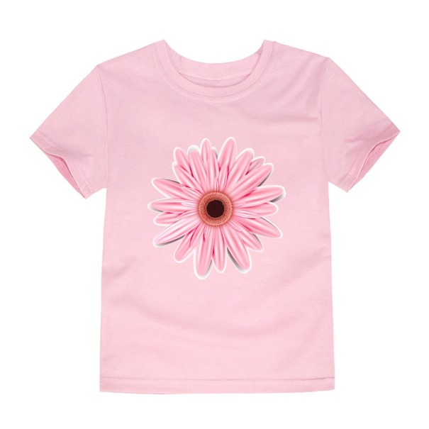 Piger T-shirt med blomsterprint J3489 lyserosa 2