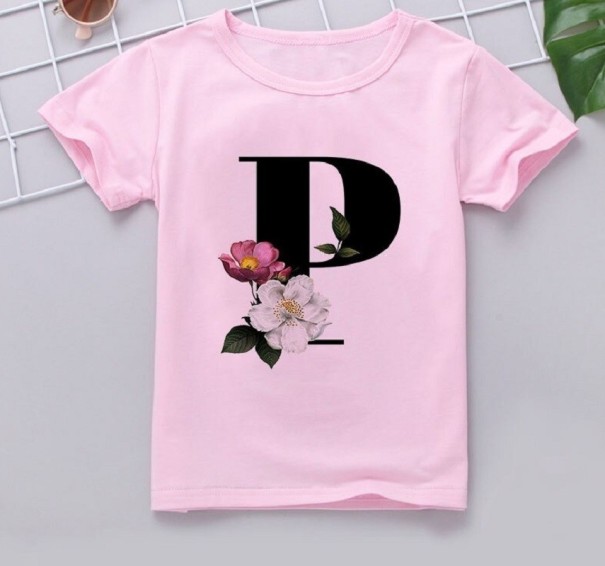 Piger T-shirt med bogstav B1564 12-24 måneder P