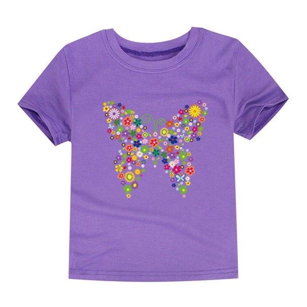 Piger T-shirt med sommerfugl J3290 lilla 9