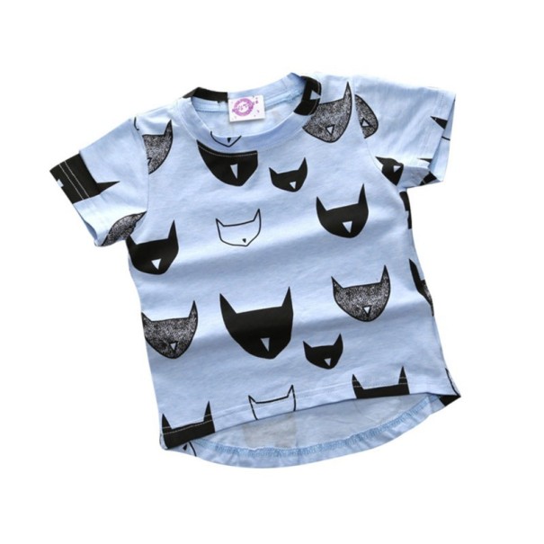 Piger T-shirt med tegneseriekat J1904 blå 3