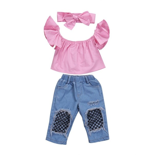 Piger T-shirt og jeans L1452 6