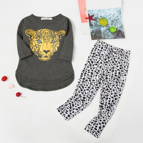 Piger T-shirt og leggings L1354 grå 7