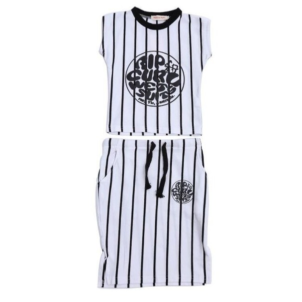 Piger T-shirt og nederdel L1326 hvid 3