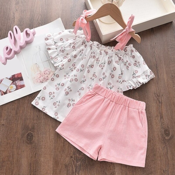 Piger T-shirt og shorts L1135 rosa 3