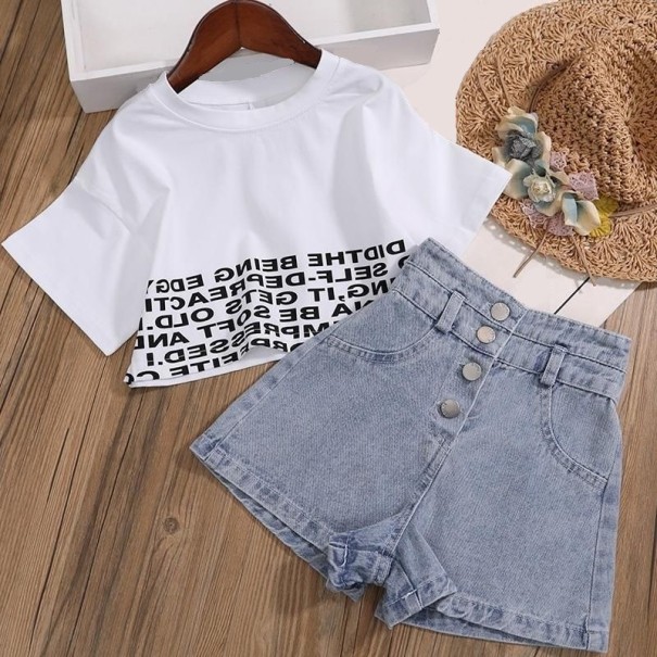 Piger T-shirt og shorts L1155 hvid 12