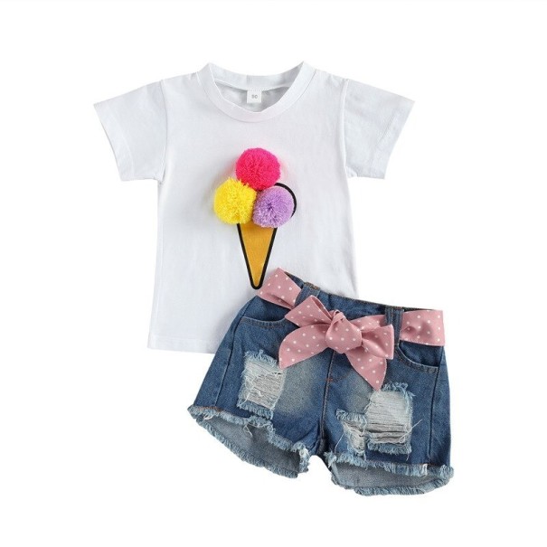 Piger T-shirt og shorts L1179 9-12 måneder A