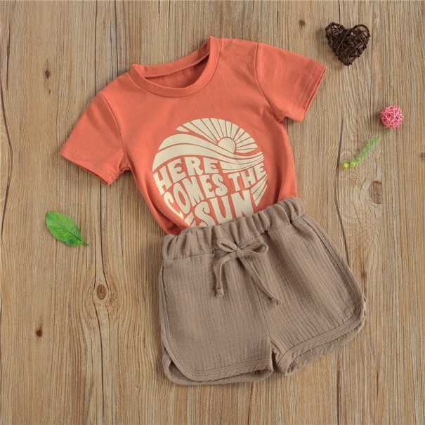 Piger T-shirt og shorts L1256 12-18 måneder
