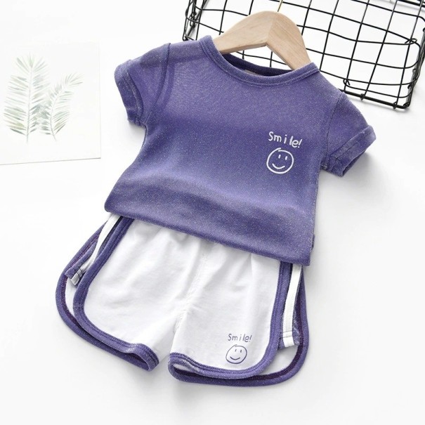 Piger T-shirt og shorts L1493 lilla 4