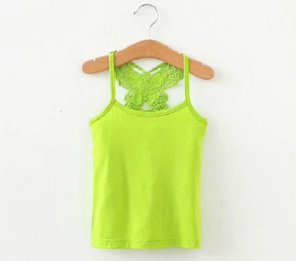 Piger tanktop med sommerfugl lysegrøn 2