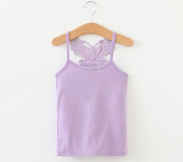 Piger tanktop med sommerfugl lyslilla 3