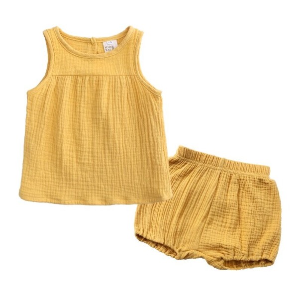 Piger tanktop og shorts L1242 mørkegul 0-6 måneder