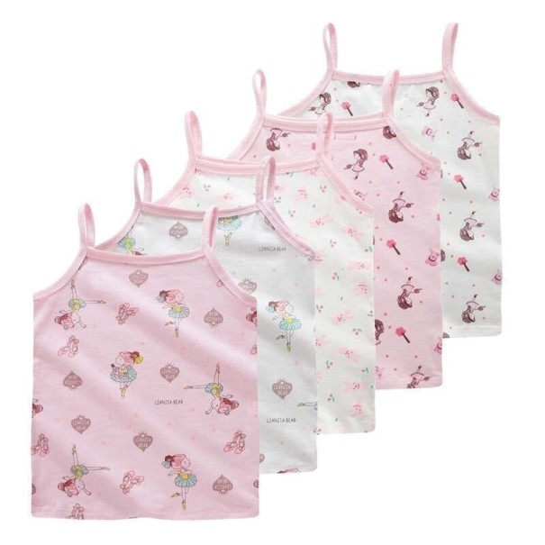 Piger tanktoppe 5 stk. 6-8 år