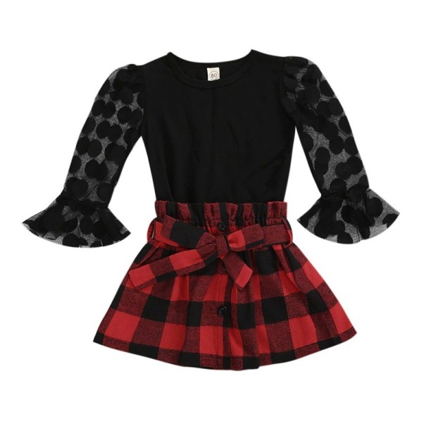 Pigerbluse og nederdel L1210 sort 4