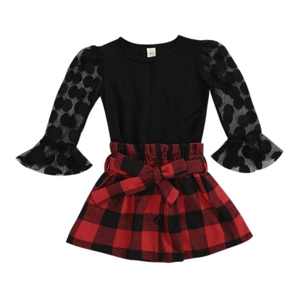 Pigerbluse og nederdel L1210 sort 2