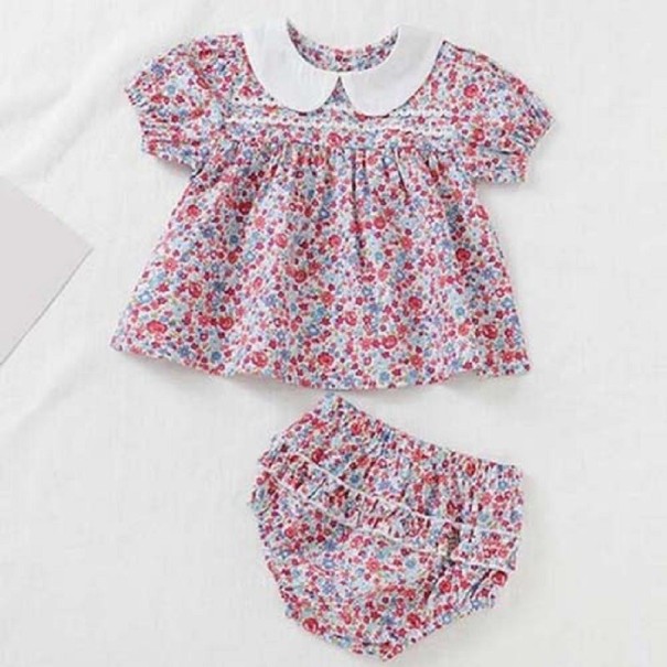 Pigerbluse og shorts L1367 3-6 måneder B