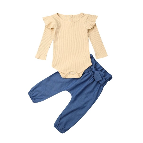 Pigernes bodysuit og bukser L1500 beige 18-24 måneder