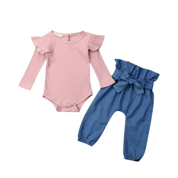 Pigernes bodysuit og bukser L1500 rosa 6-12 måneder
