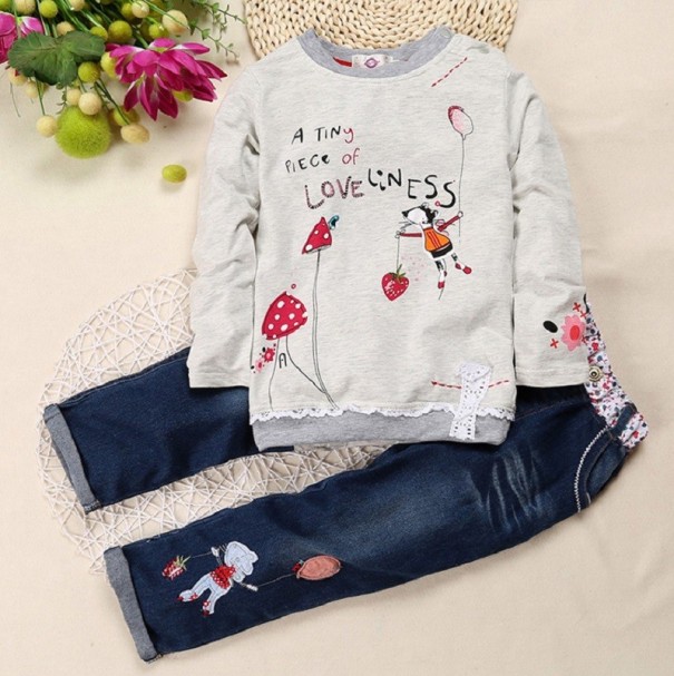 Pigersweatshirt og jeans L1302 4