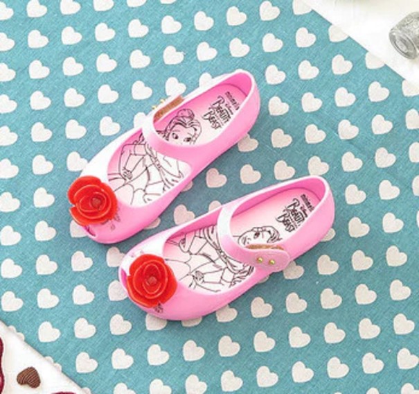 Pigesandaler med roser rosa 27