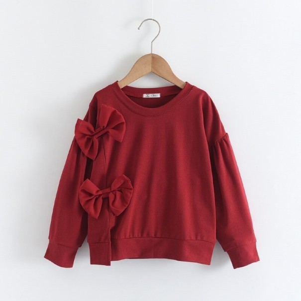 Pigesweatshirt med sløjfer vinrød 5
