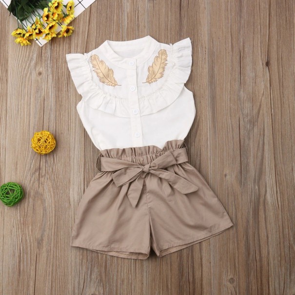 Pigetop og shorts L1088 lysebrun 4