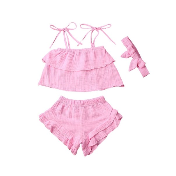 Pigetop og shorts L1260 rosa 4