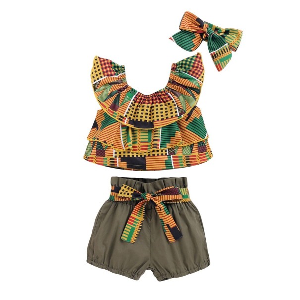 Pigetop og shorts L1365 1-2 år