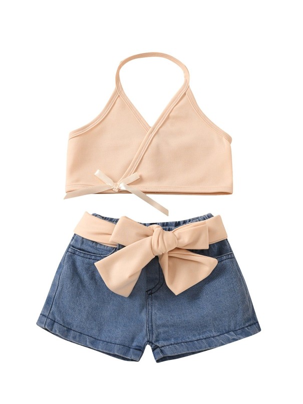 Pigetop og shorts L1470 3-4 år
