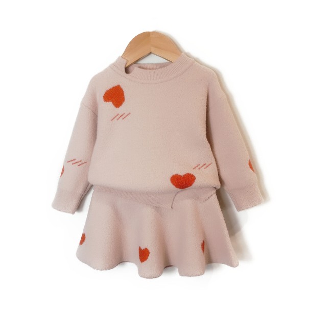Pigetrøje og nederdel L1509 rosa 5