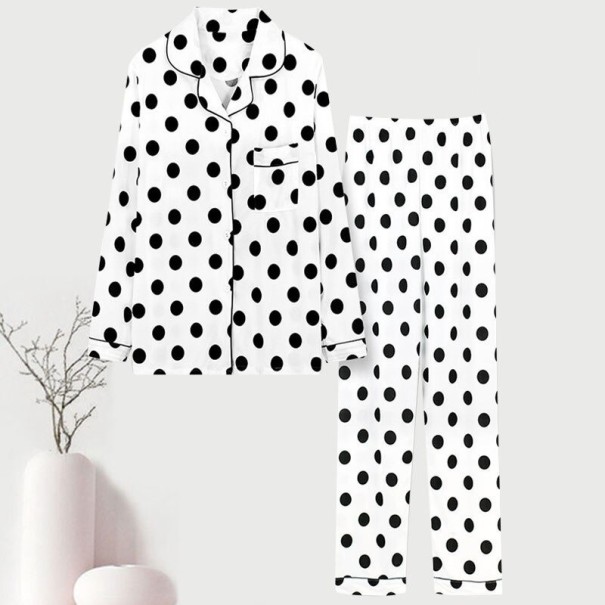 Pigiama da donna con pois P3135 bianco L