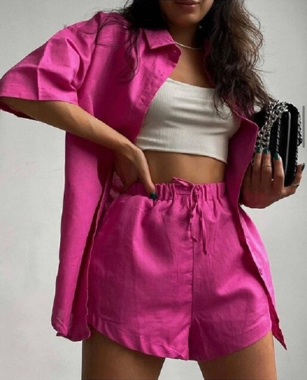 Pijama de mujer P2647 rosa oscuro L