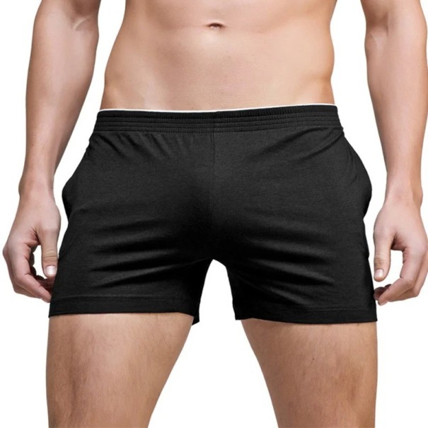 Pijama masculino de calções curtos material elástico algodão viscose elastano cintura elástica corte solto confortável para dormir uso doméstico preto M