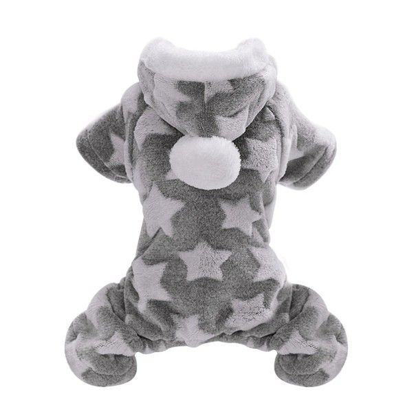 Pijama para perros con capucha Polar 3,5 - 4,5 kg Ropa de abrigo para perros pequeños y cachorros Pijama de polar suave Corte cómodo Mono elegante para dormir gris
