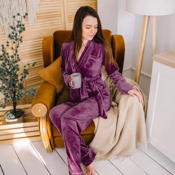 Pijamale calde de dama P2834 violet S