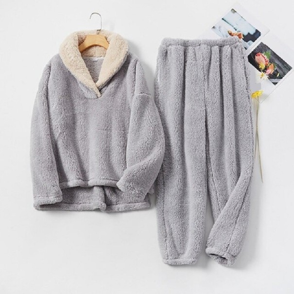 Pijamale calde de dama P3079 gri XL