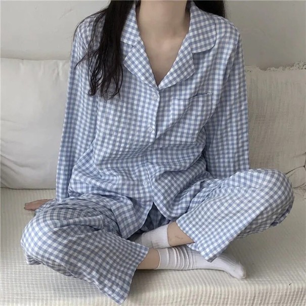 Pijamale damă în carouri P2662 gri XS
