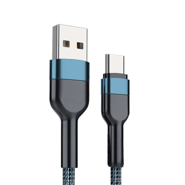 Pikalatauskaapeli USB C ja USB A 1 m datakaapeli nopeaan lataukseen 5A tiedonsiirtoon TYPE-C laite puhelin tabletti sininen