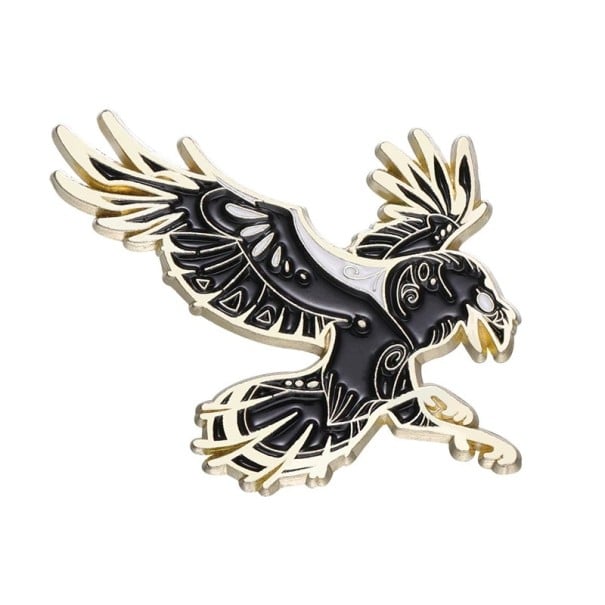 Pin émaillé aigle avec les ailes déployées environ 2,8 × 2,8 cm broche en métal motif noir et blanc insigne pour sac à dos revers de vêtement 1