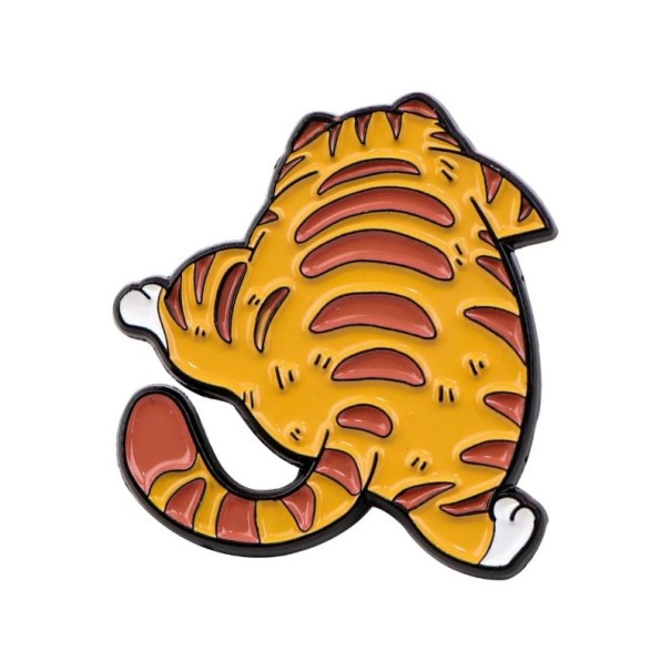 Pin émaillé chat motif mignon environ 2,4 × 2,8 cm insigne en métal accessoire orange et jaune pour sac à dos revers de vêtement 1