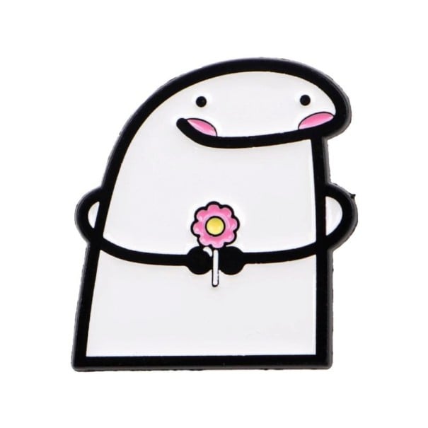 Pin esmaltado figura con flor estilo sencillo metálico blanco negro rosa amarillo insignia para mochila solapa ropa accesorio 1