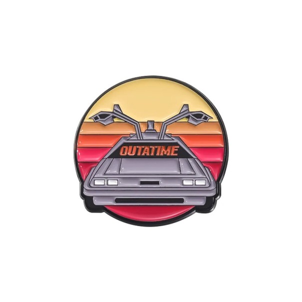 Pin metálico auto OUTATIME retro atardecer aproximadamente 3 x 3 cm insignia multicolor para ropa mochila bolso accesorio decorativo 1