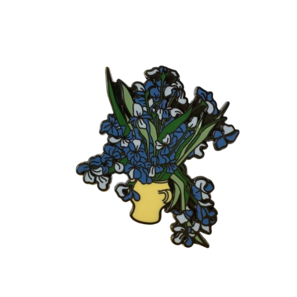 Pin smaltat cu flori în ghiveci broșă botanică insignă metalică albastru verde motiv natural bijuterie accesoriu pentru rucsac rever îmbrăcăminte 1