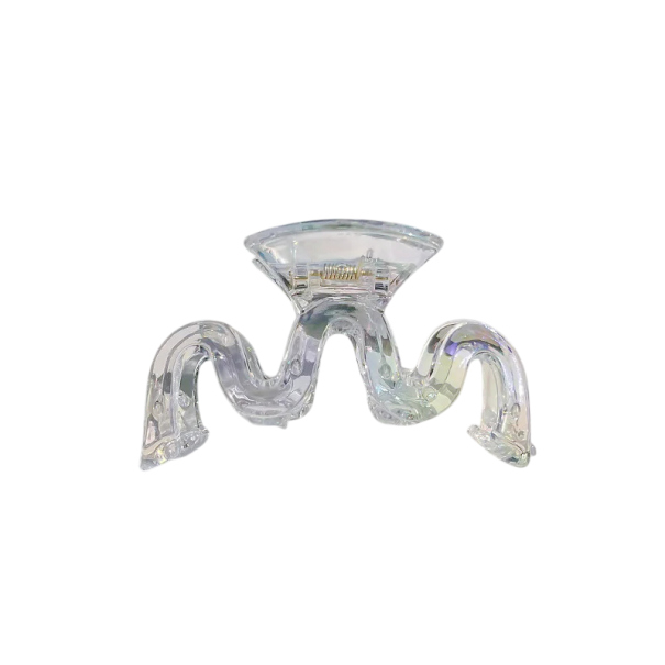 Pince à cheveux holographique transparent pour femmes Design luxueux en arc Pince à cheveux élégante et grande Accessoire de mode solide 1