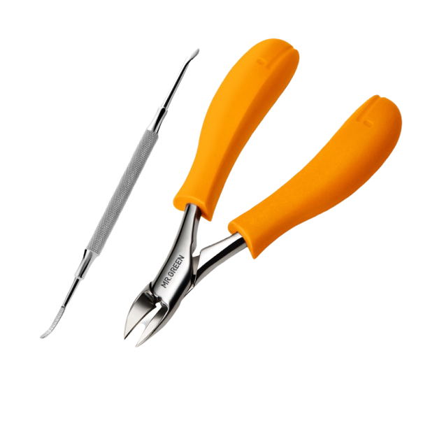 Pince à ongles avec excavateur 2 pièces orange