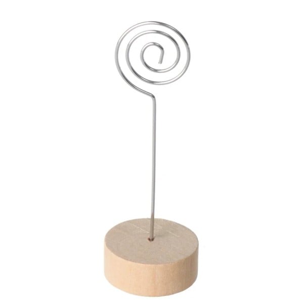 Pince à photos spirale métal bois support à photos et notes décoration d'intérieur porte-photos avec socle 1