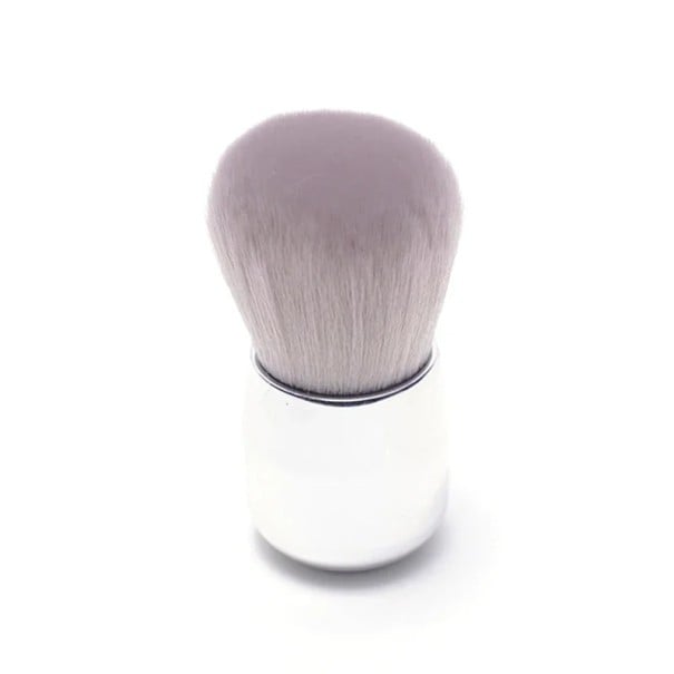 Pinceau de maquillage luxueux en forme de rond en éponge finition blanc-gris Pinceau à poudre et à maquillage multifonction en fibres synthétiques 1