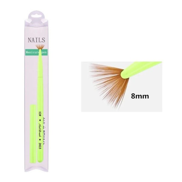 Pincel cosmético verde NailBrush 2023 8 mm para uñas para pintar patrones finos - Uso profesional y doméstico 1