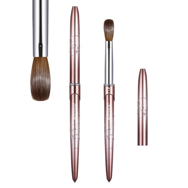 Pincel redondo de acrílico para uñas 7,9 mm 17 cm Longitud de las cerdas 19,8 mm Pincel profesional para nail art con tapa para modelado de acrílico 1